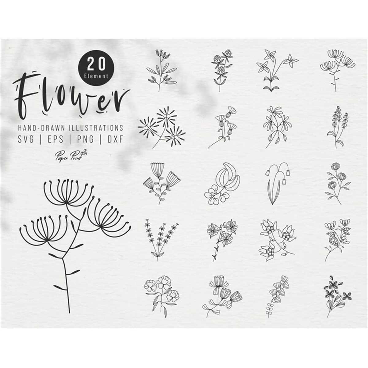flower bundle svg, botanical svg, flower bouquet svg, wildfl Inspire