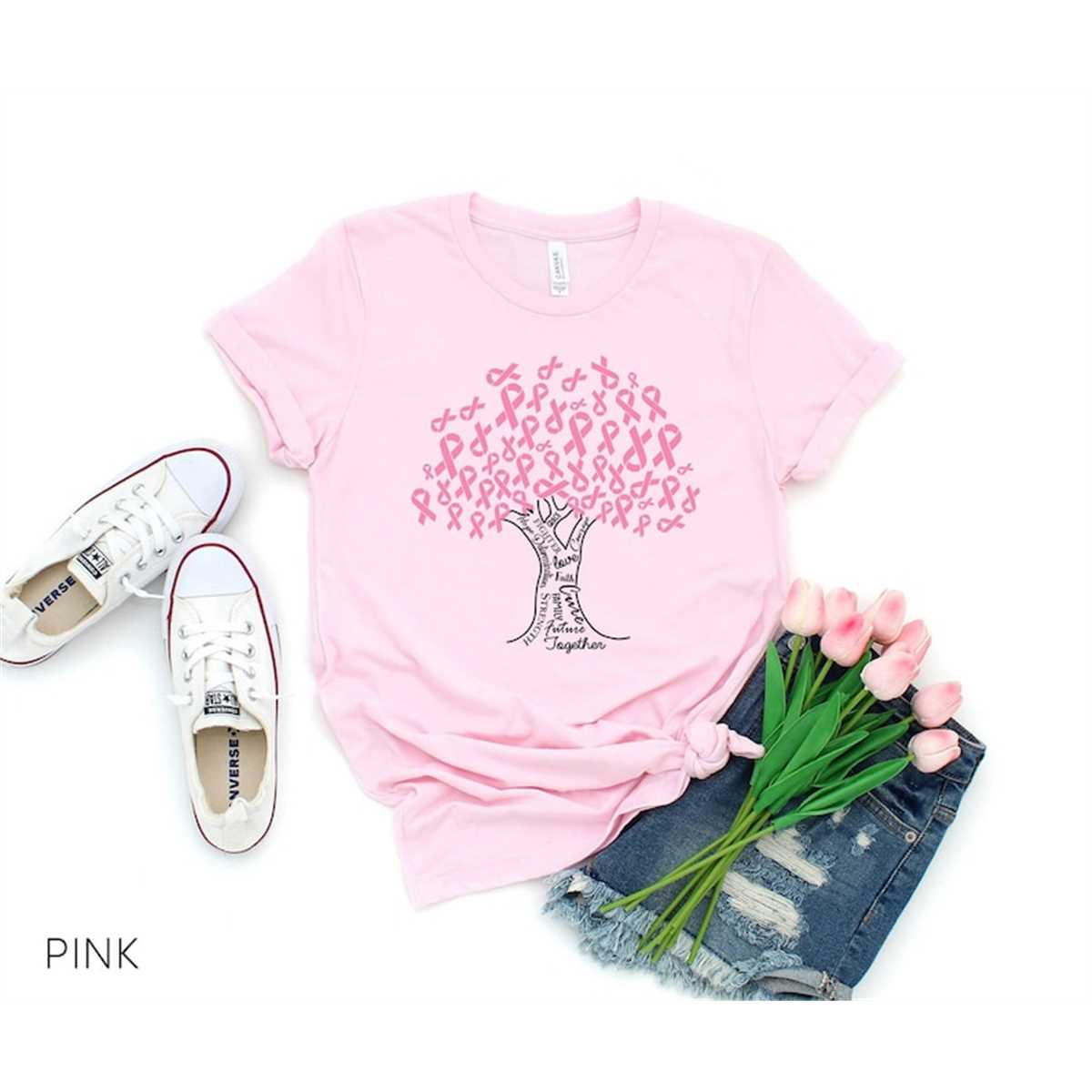 Pink Ribbon Tree Shirt, Cancer Tree Shirt, Breast Cancer Fig | Inspire ...
