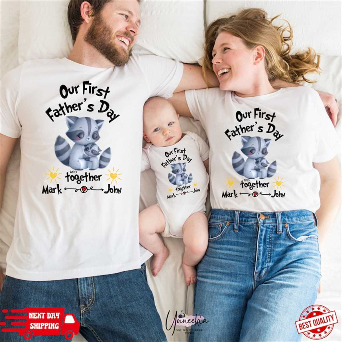 Father And Baby Matching Shirts, Our First Father's Day, Fat