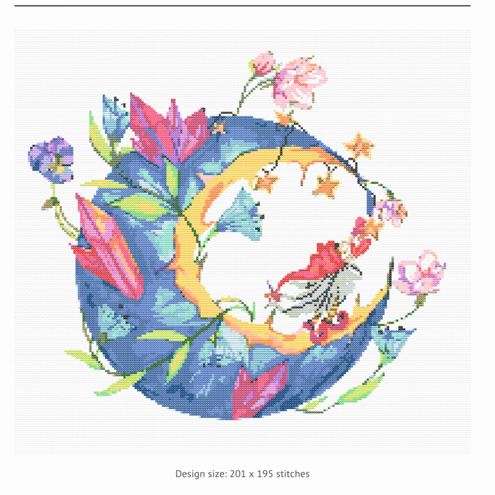 Cross stitch pattern Magic Gnome Simple cross stitch flower Inspire