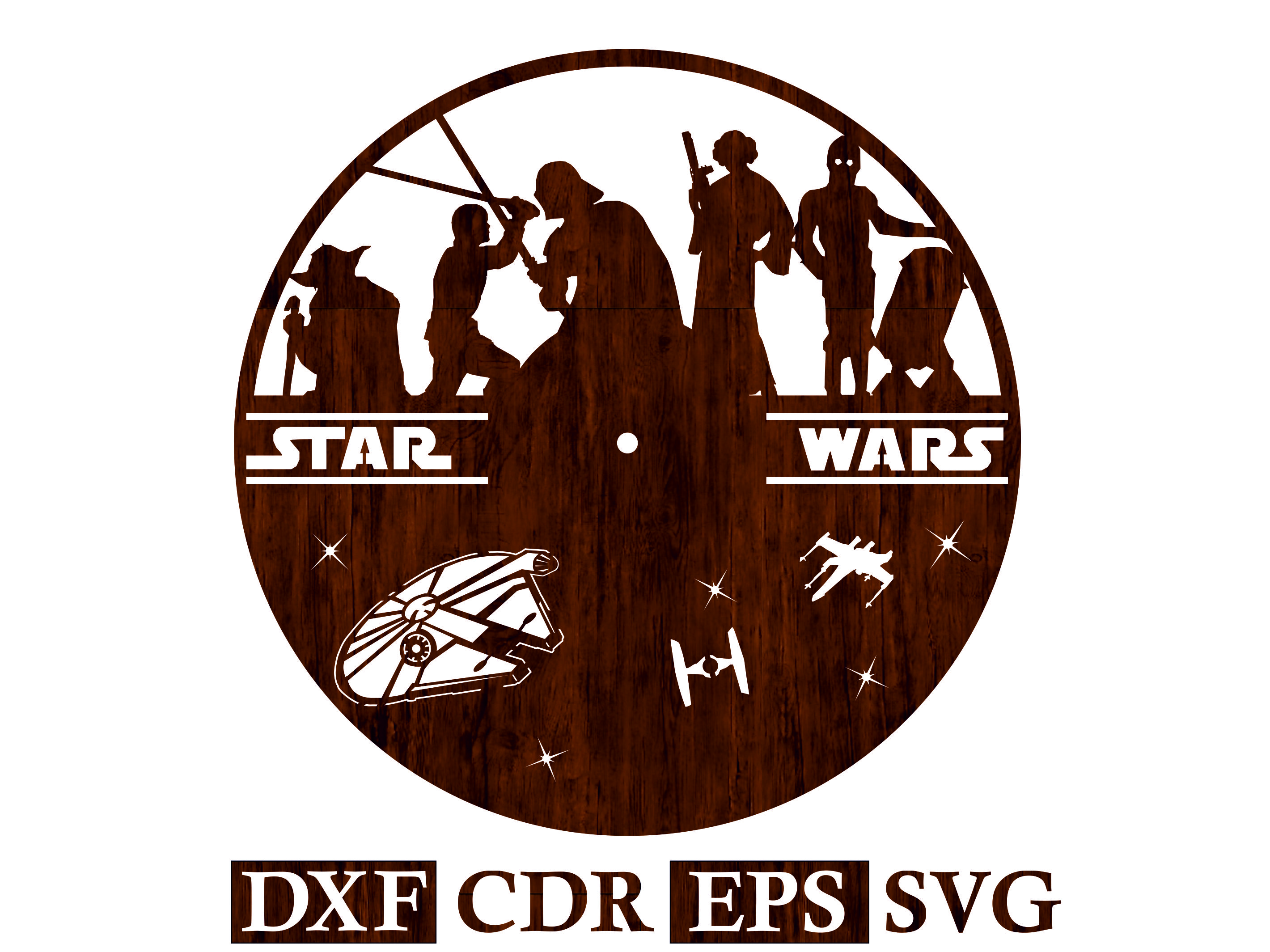 Wall Clock Star Wars Vector file for CNC Laser, Router, Pla | Inspire ...