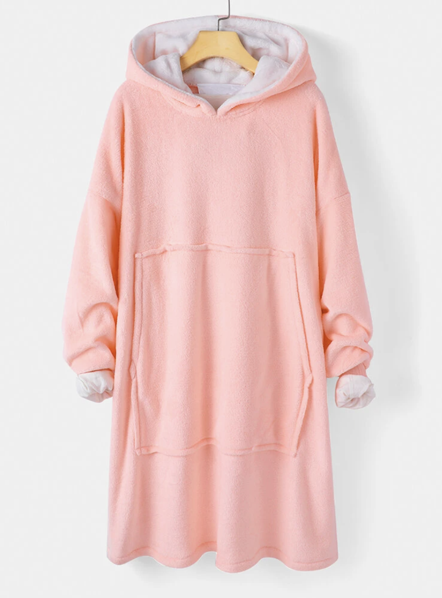 Women Flannel Warm Comfy Robe Oversized Wearable Blanket Hoo | Inspire ...