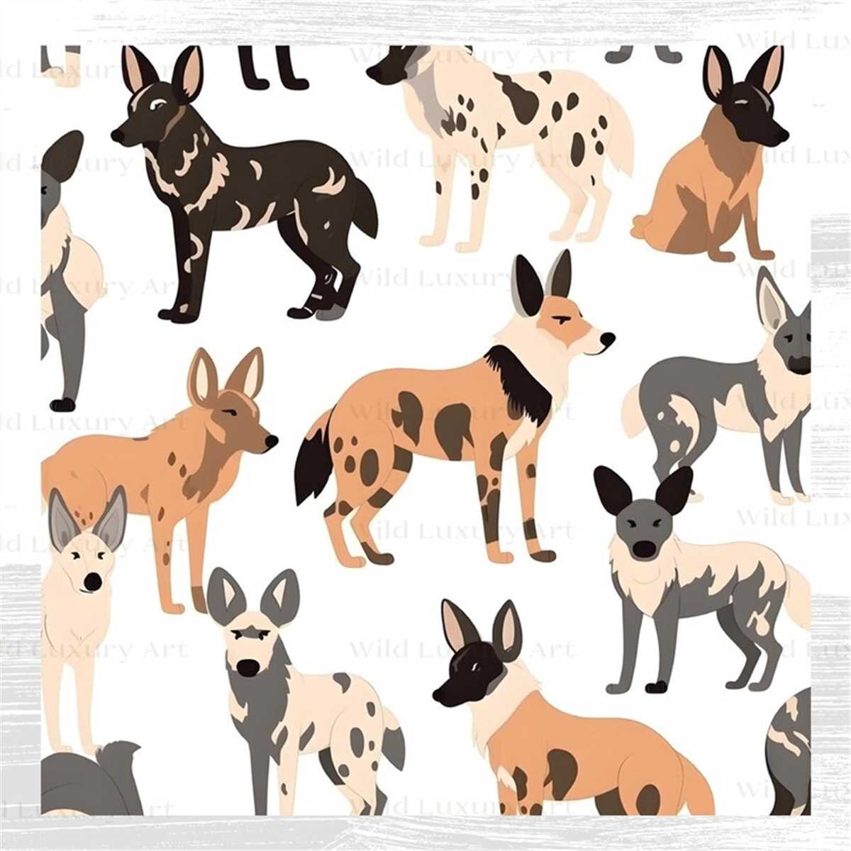 African Wild Dogs Digital Pattern, Printable, Sublimation, F - Inspire