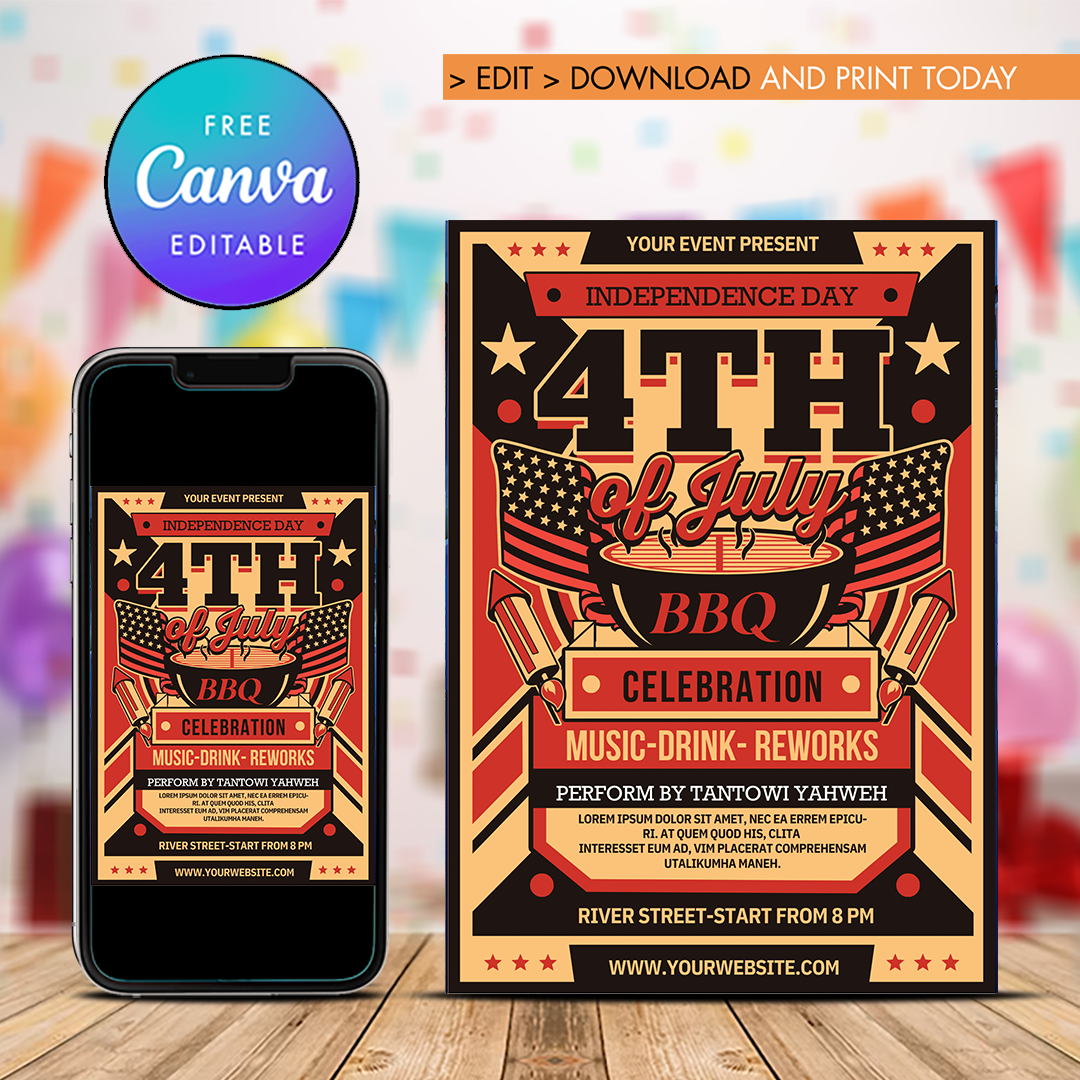 4th of July Flyer Template, American Independence day party - Inspire ...