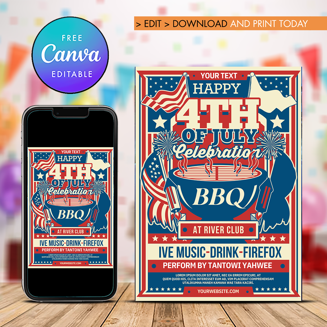 4th of July Flyer Template, American Independence day party | Inspire ...