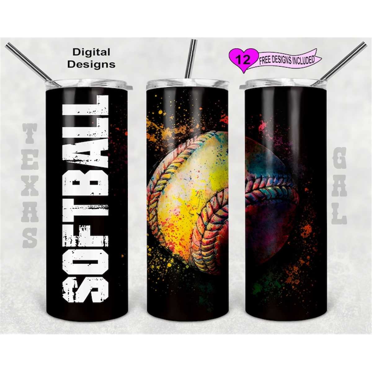 Softball Tumbler Wrap, 20 oz Skinny Tumbler Sublimation Desi Inspire