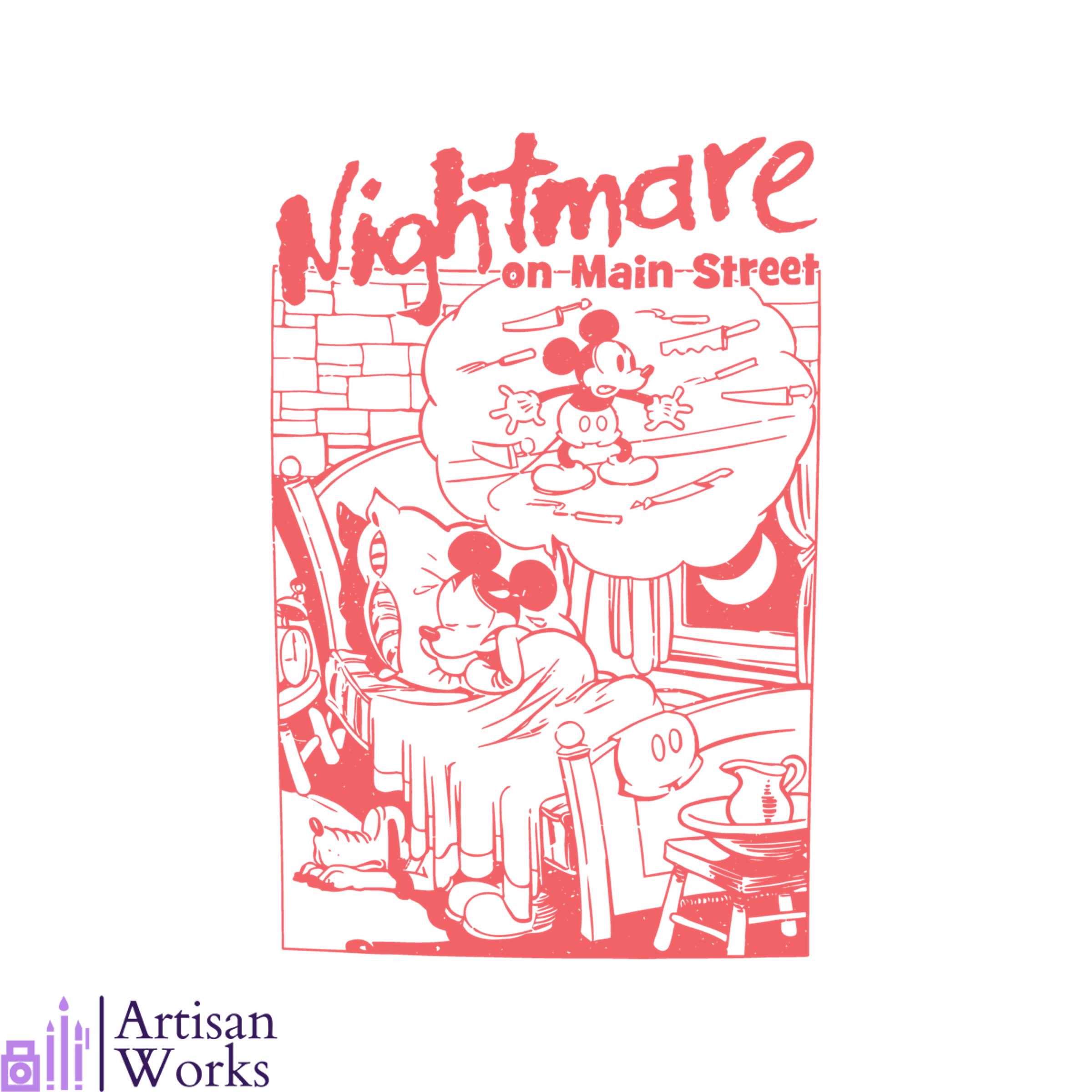 Vintage Disney Cartoon Nightmare On Main Street Mickey Mouse Inspire