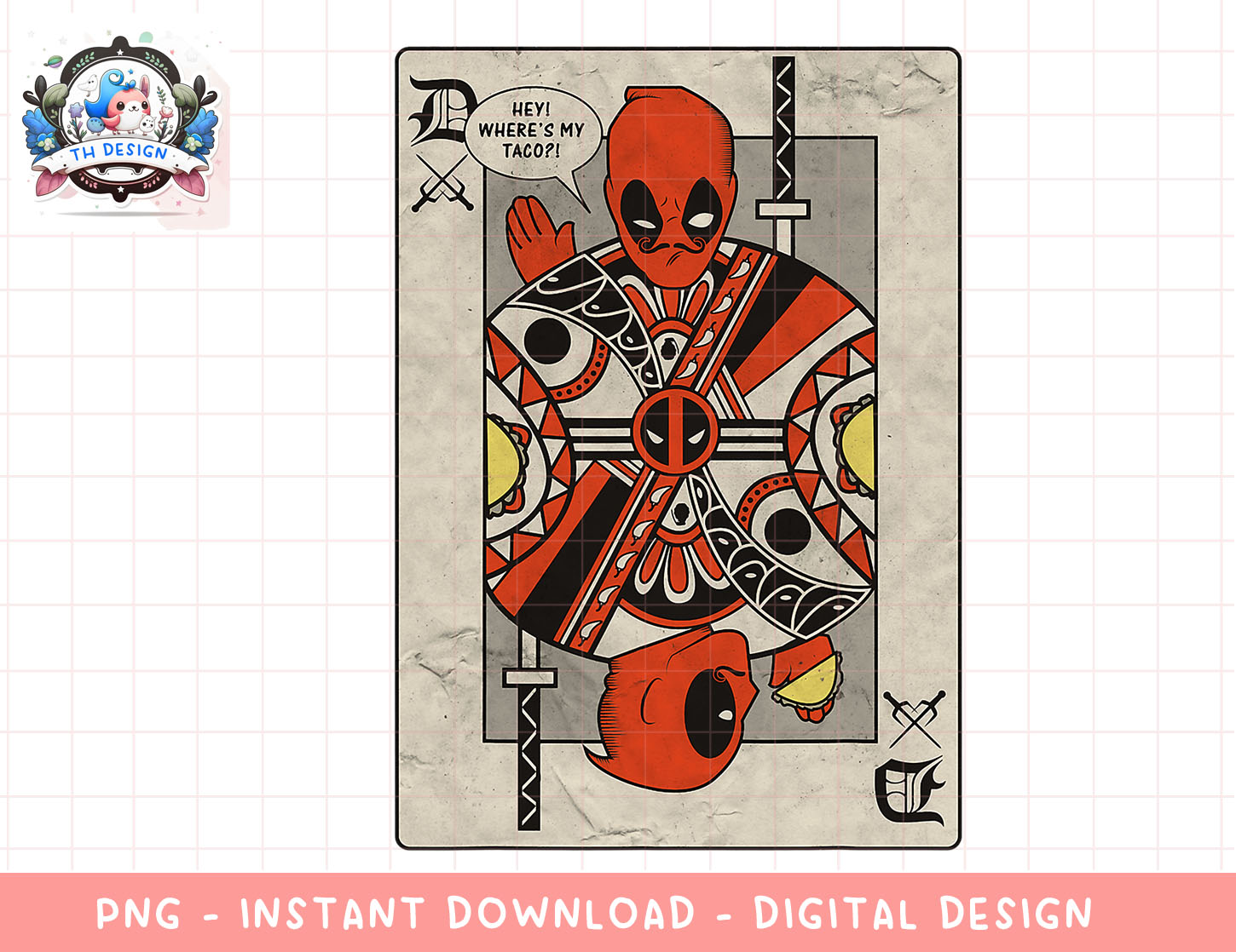 Marvel Deadpool Playing Card Taco Fight Graphic T-Shirt png, | Inspire ...