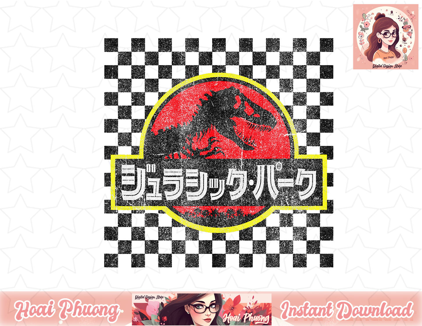 Jurassic Park Checkered Classic Logo png, instant download