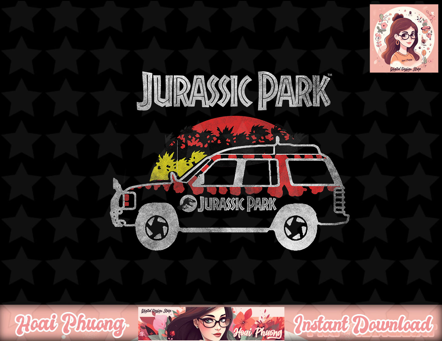 Jurassic Ride Logos Jurassic Park Red Outline Car Ride Logo Graphic png, instant | Inspire ...