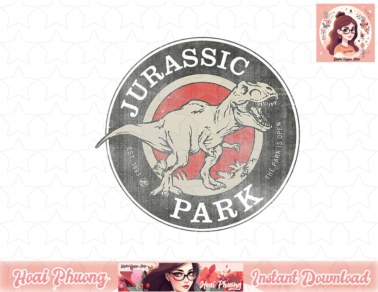Jurassic Park T-Rex The Park Opens Circle Logo png, instant | Inspire ...