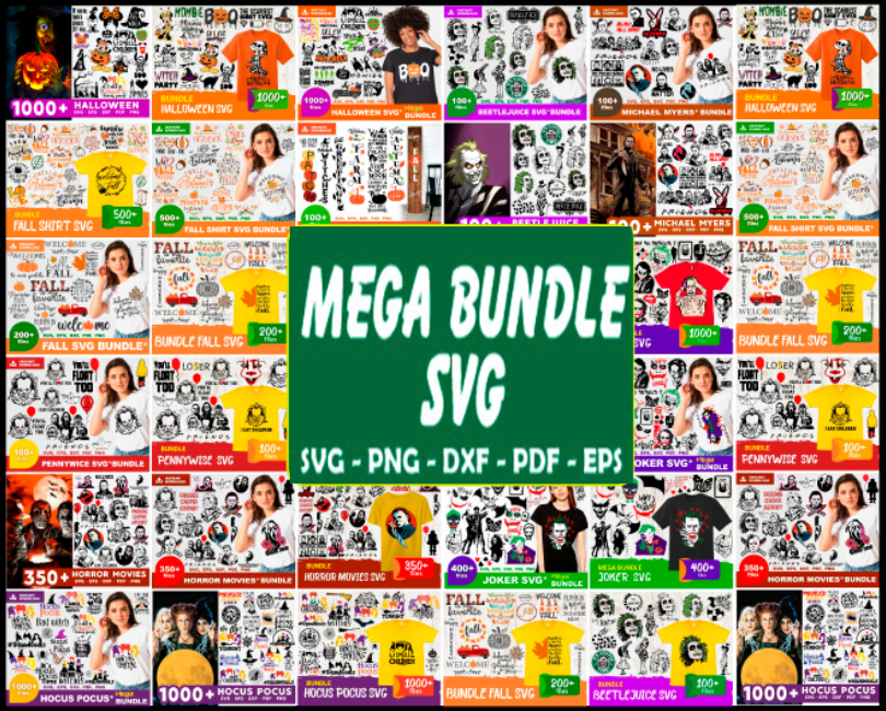 Halloween Mega Bundle Svg, Hocus Pocus Svg, Horror Movies Sv - Inspire ...