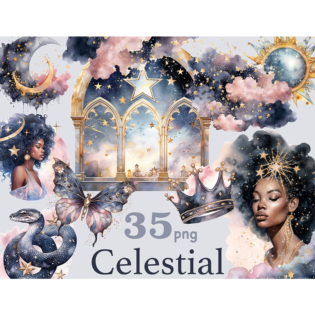 Celestial Moon Clipart Black Goddess PNG Inspire Uplift