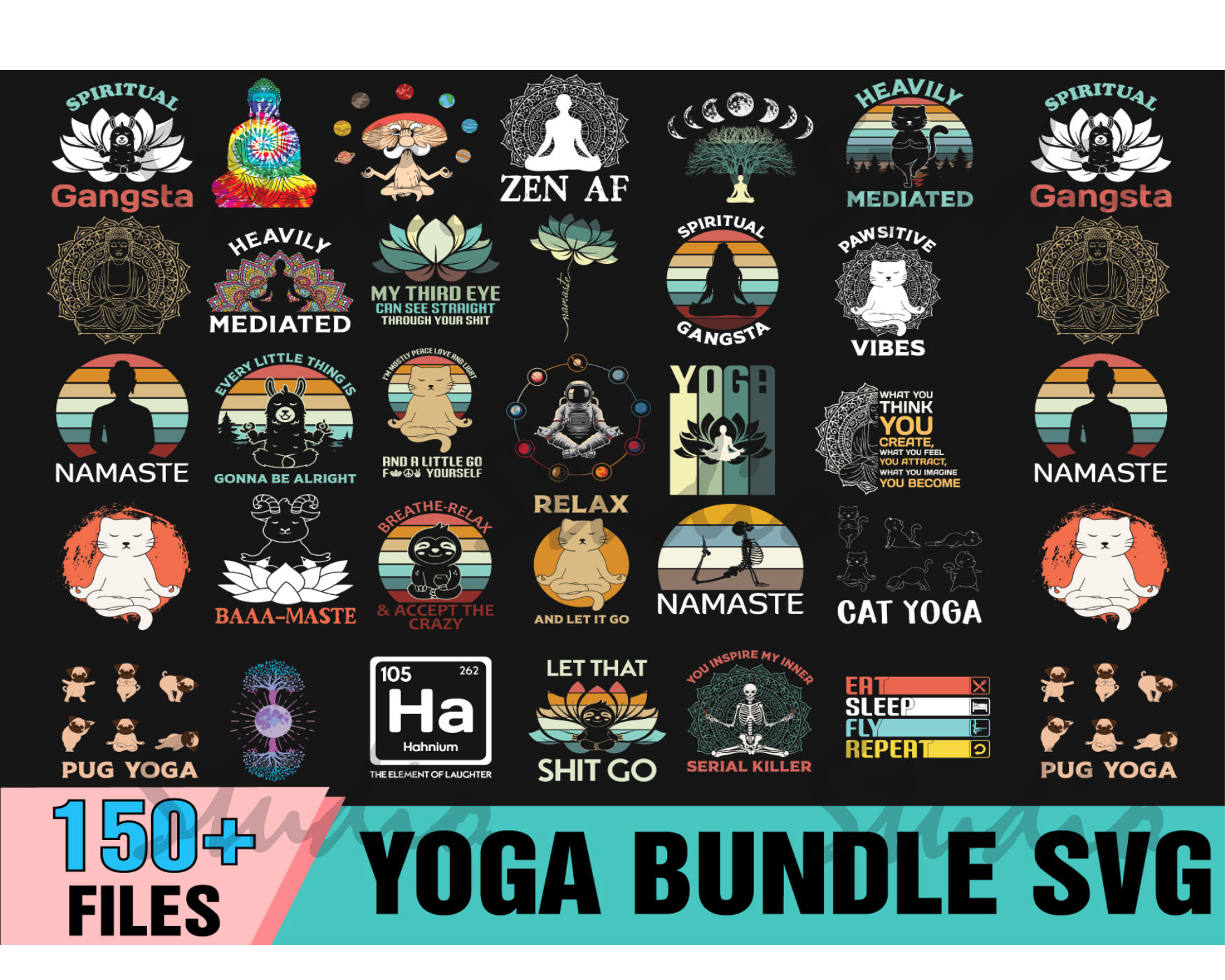150 Yoga Bundle SVG, Yoga Svg, Do Exercise Svg, Do Yoga Svg, Inspire