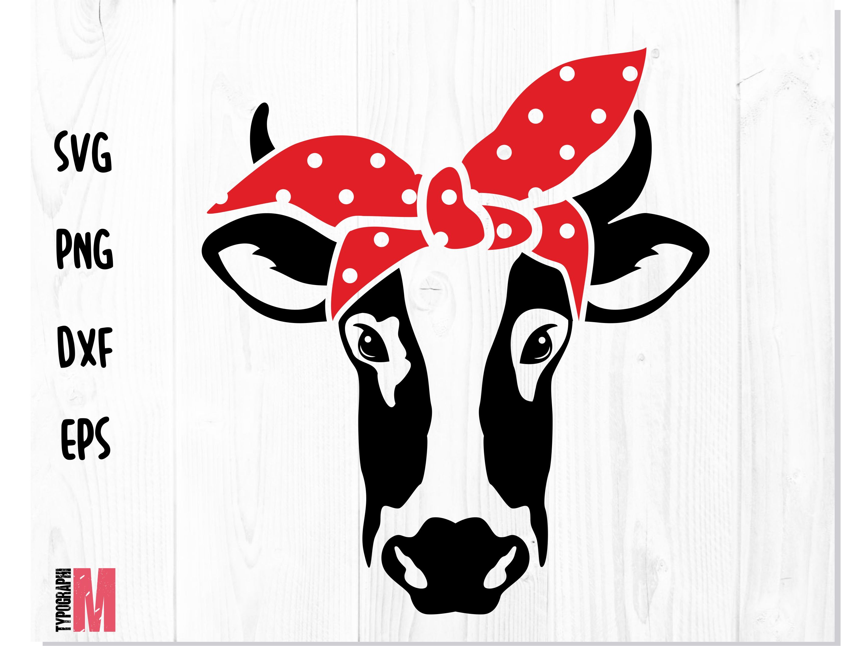 Cow Bandana Polka Dot SVG, Cow Bandana vector, Cow face svg, | Inspire ...