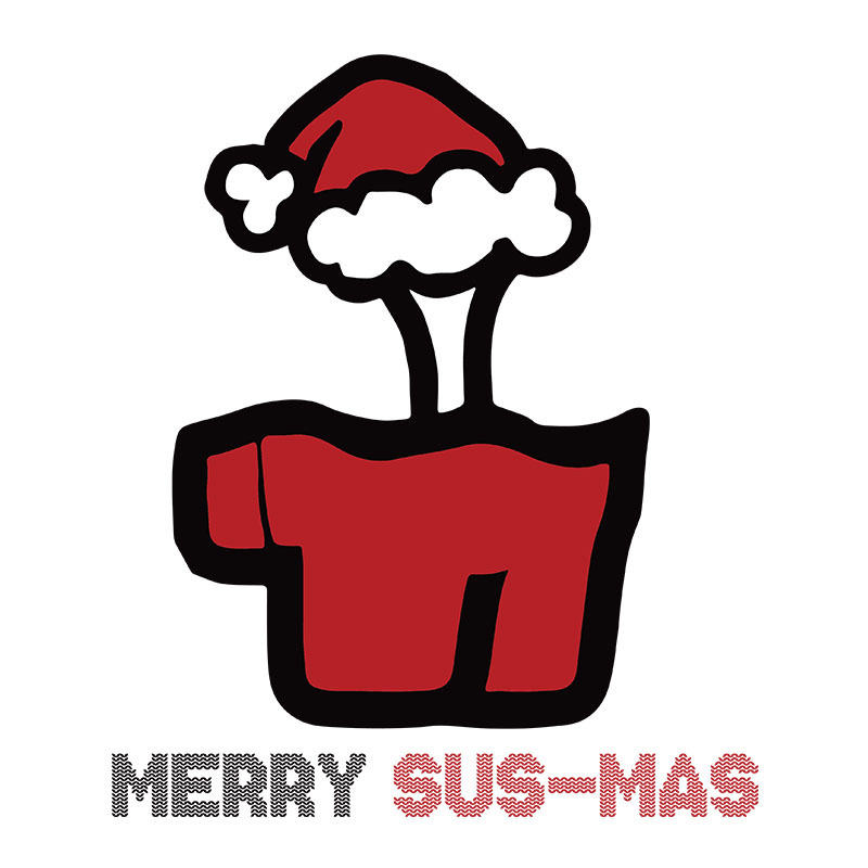Merry Sus-Mas Red Among Us Crewmate Character Bone Santa Hat