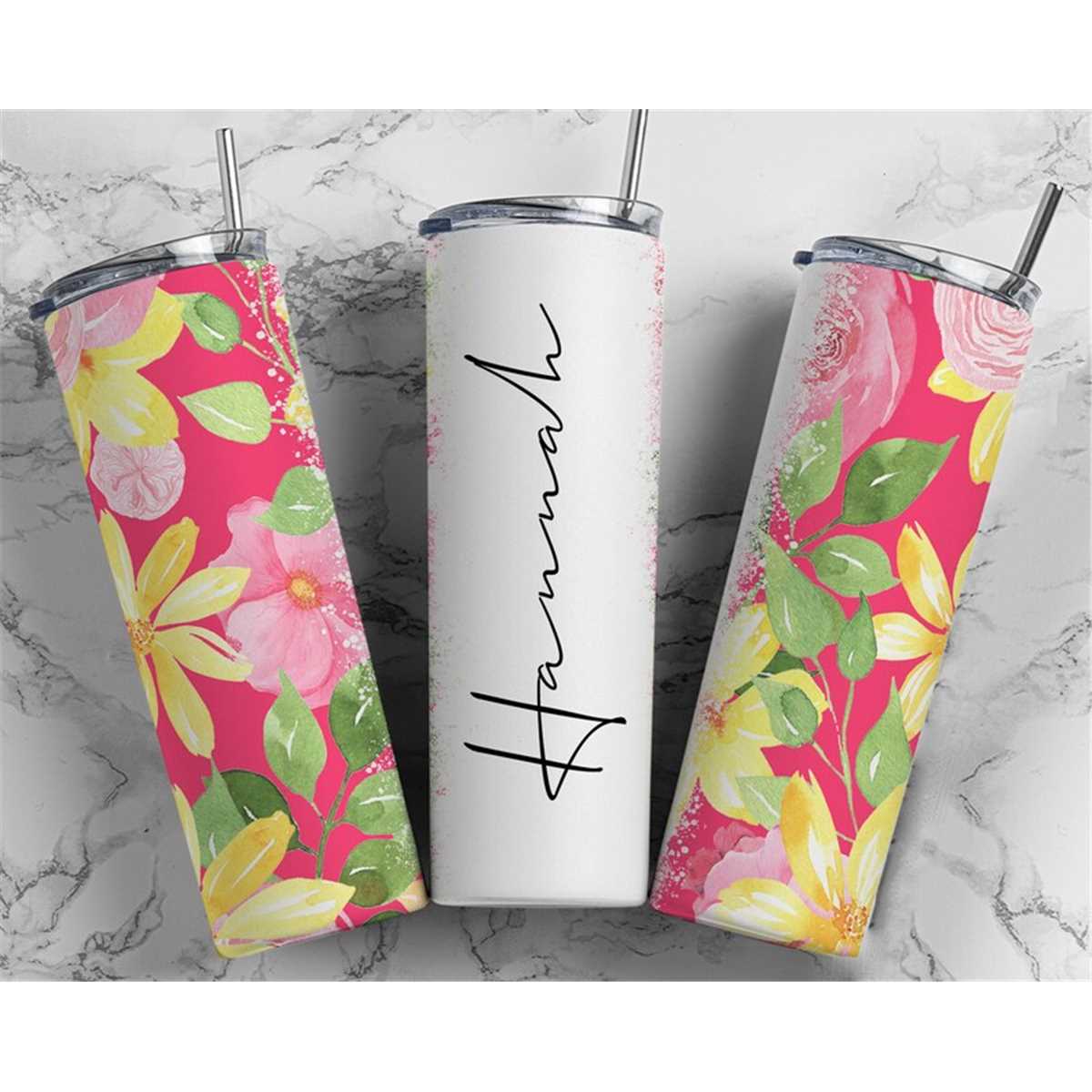 Add Your Own Name Bright Flowers Sublimation Tumbler Seamles | Inspire ...