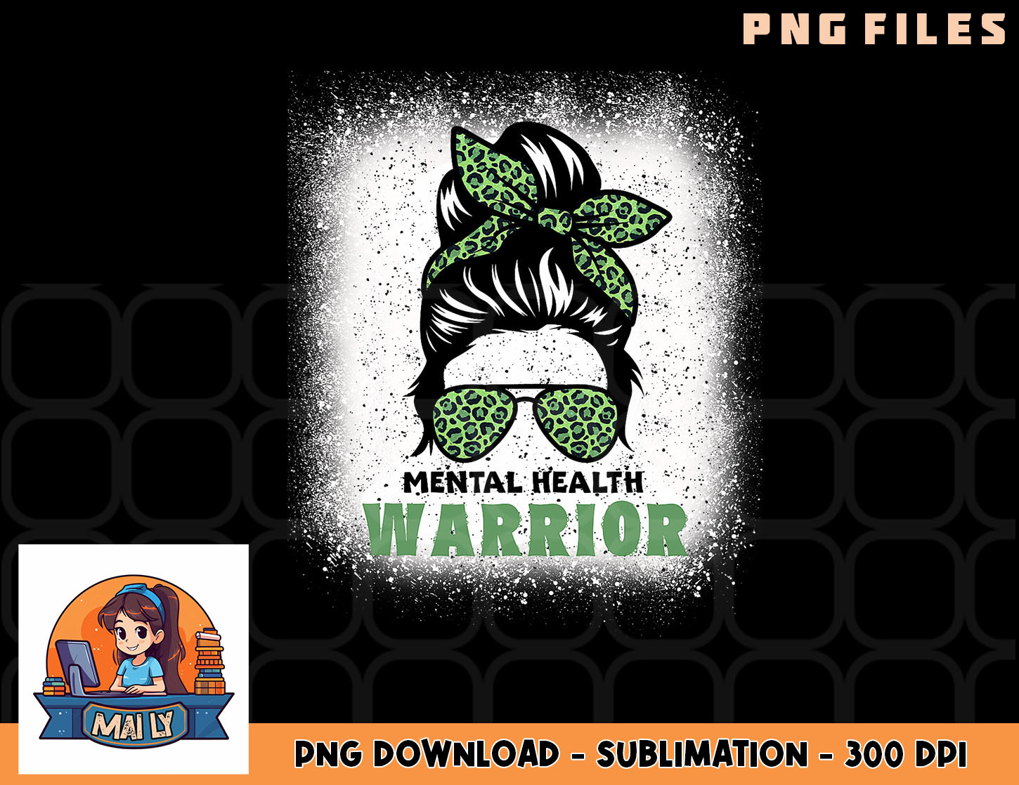 Mental Health Warrior Messy Bun - Mental Health Awareness pn - Inspire ...