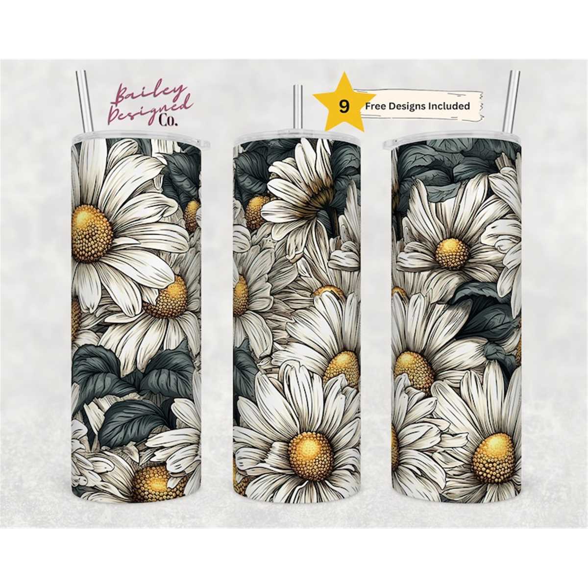 Daisies 20 oz Skinny Tumbler Sublimation Design Digital Down | Inspire ...