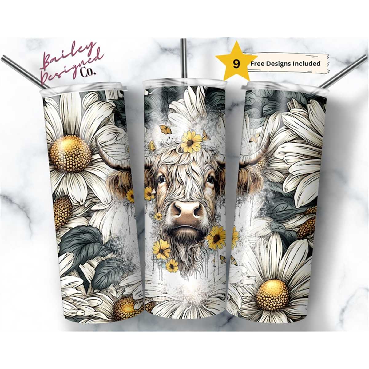 Highland Cow 20 oz Skinny Tumbler Sublimation Design Digital | Inspire ...