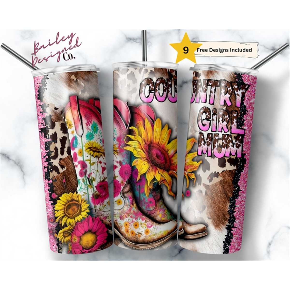 Country Girl Mum 20 oz Skinny Tumbler Sublimation Design Dig - Inspire ...