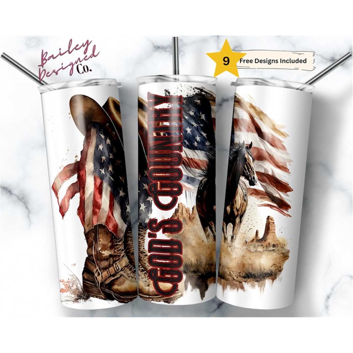 Western God's Country 20 oz Skinny Tumbler Sublimation Desig | Inspire ...