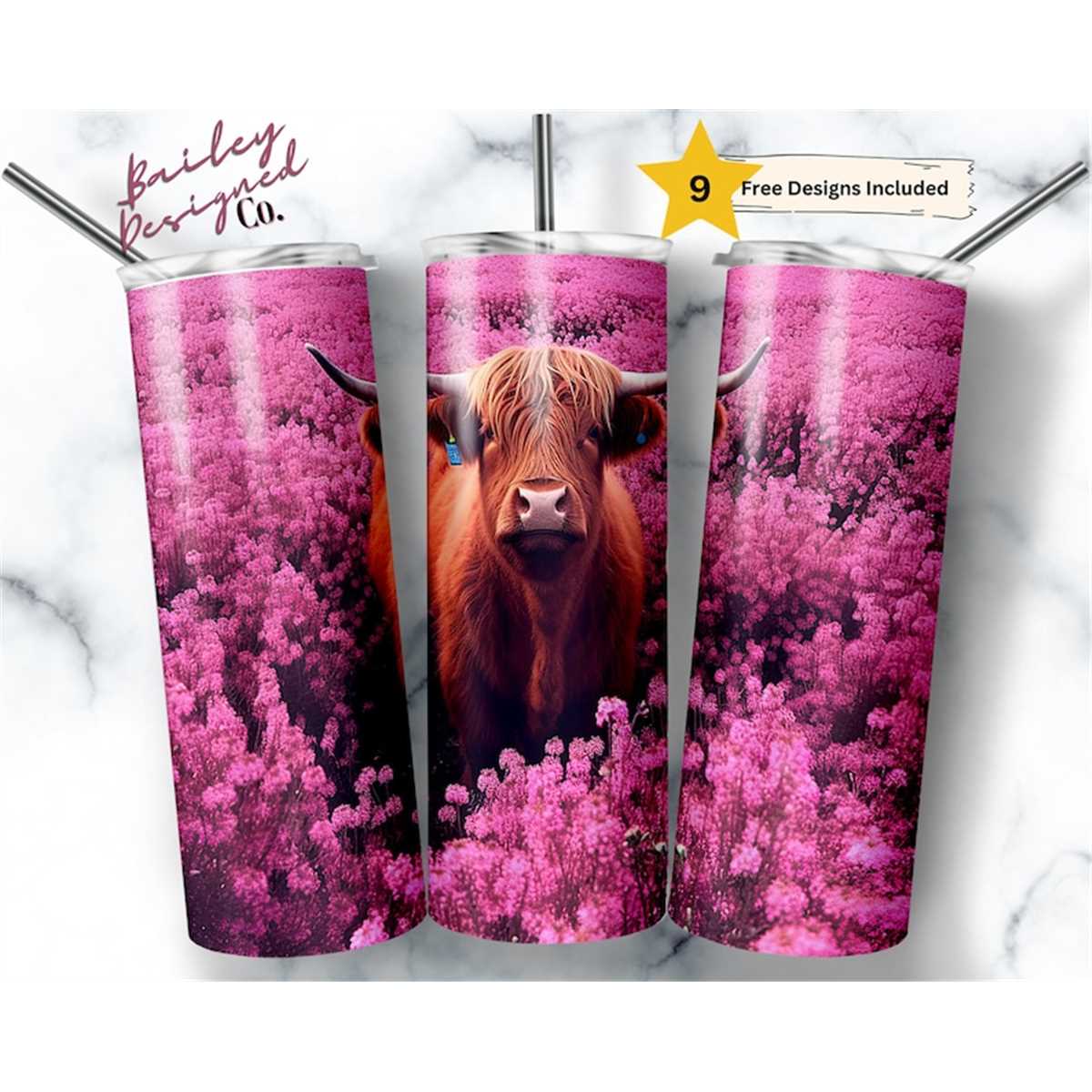 Highland Cow 20 oz Skinny Tumbler Sublimation Design Digital - Inspire ...
