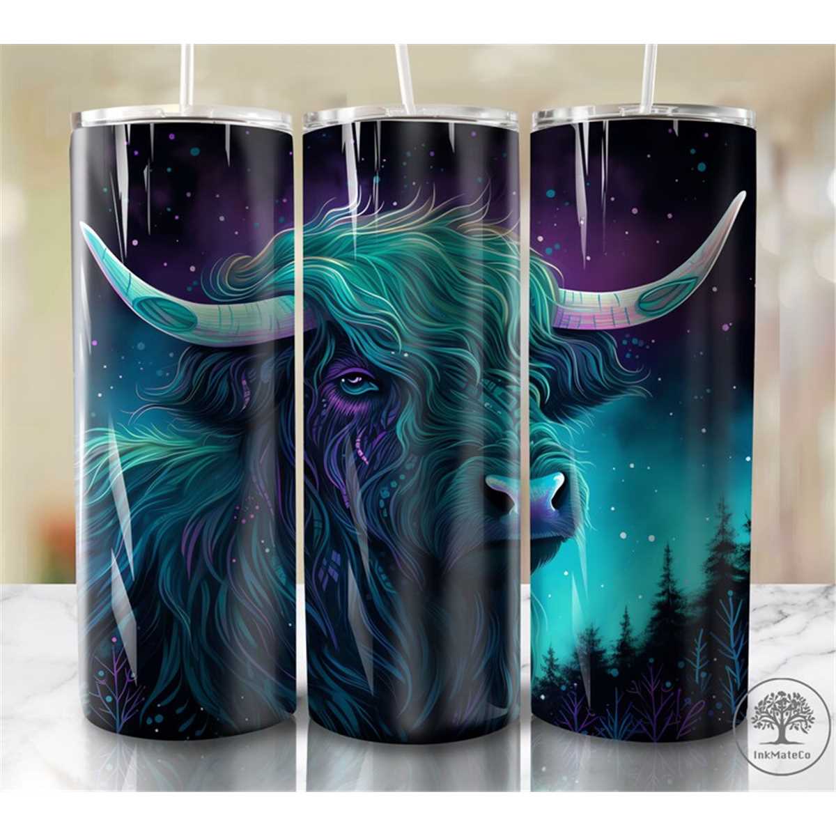 Highland Cow Tumbler Wrap PNG, 20 oz Skinny Tumbler Sublimat - Inspire ...