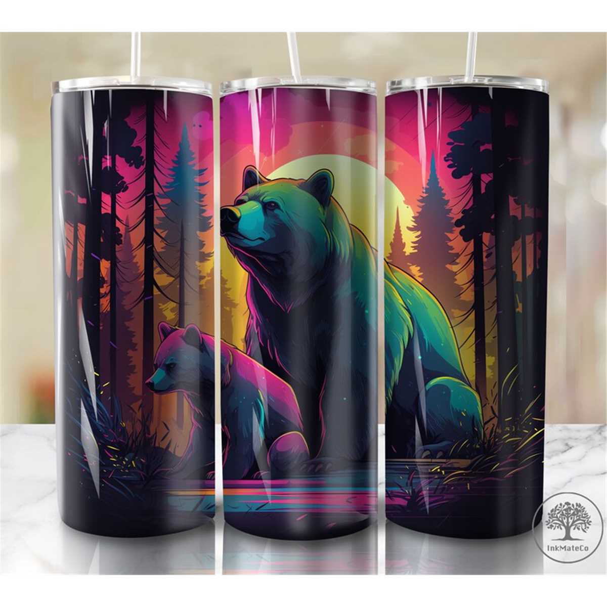 Bear Square Stained Glass 20 oz Skinny Tumbler Sublimation D - Inspire ...