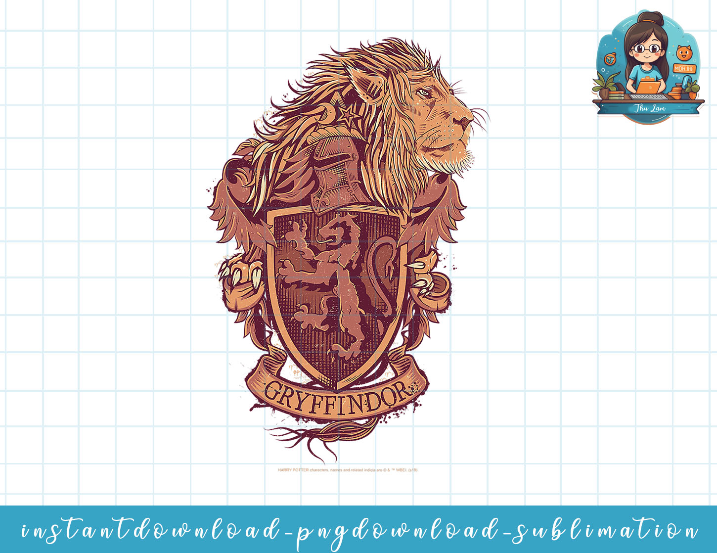 Harry Potter Gryffindor Detailed Crest png, sublimate, digit | Inspire ...