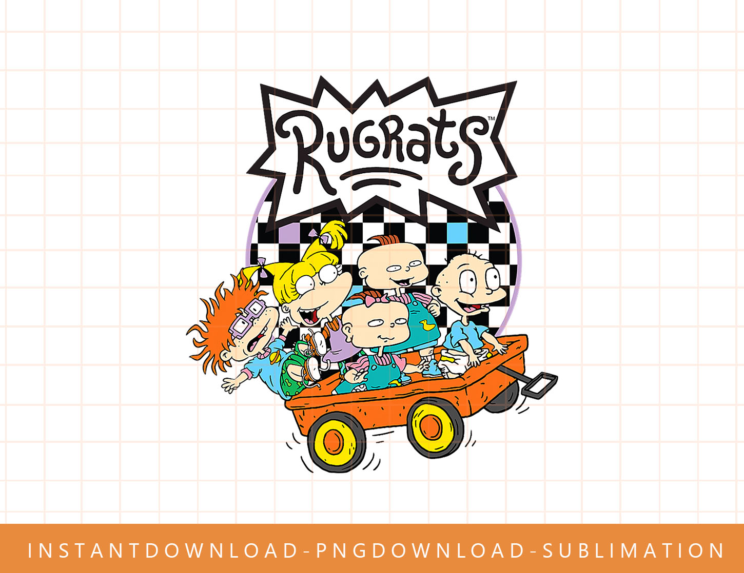 Rugrats Logo Checkerboard With Kids In Wagon png, sublimate, - Inspire ...