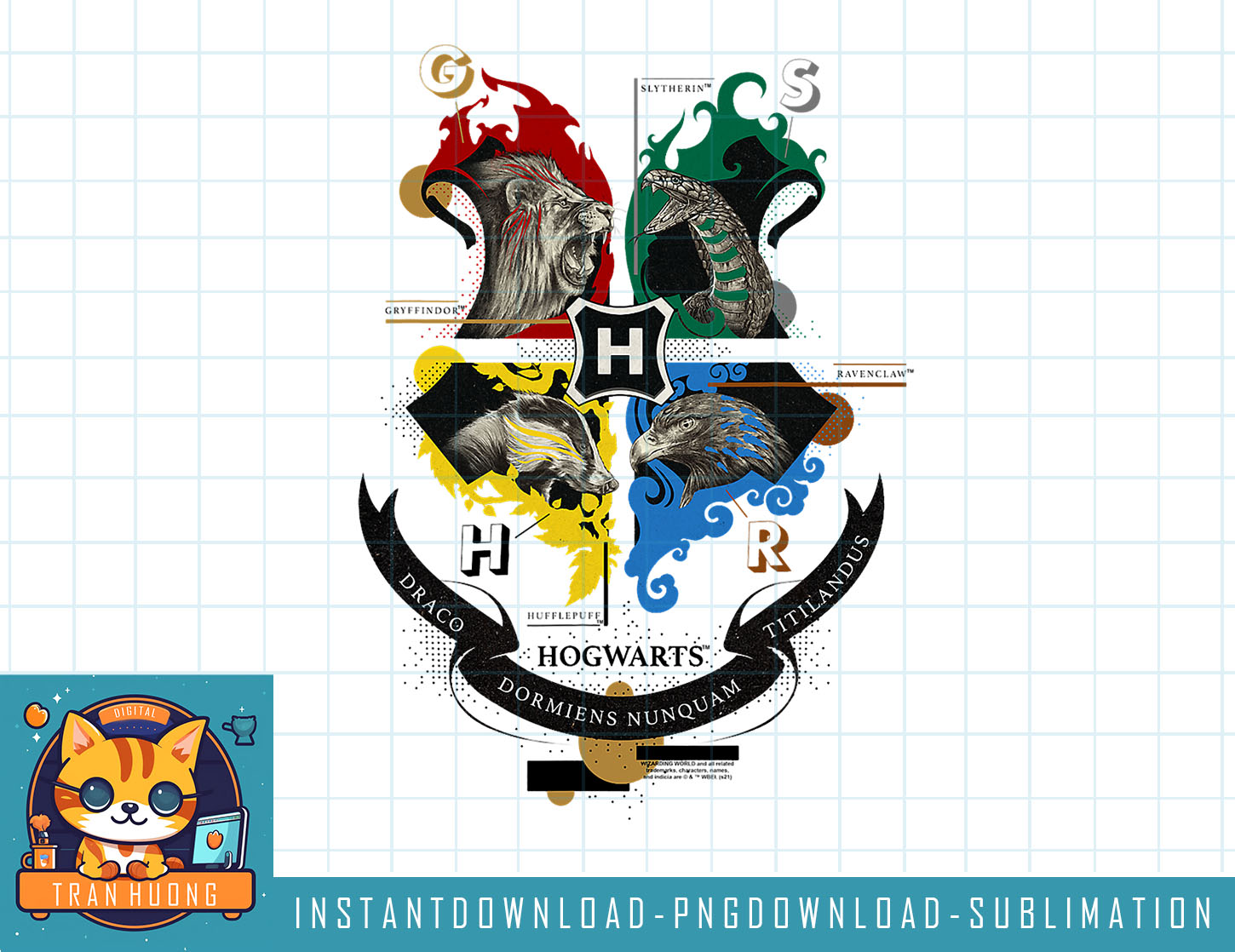 Harry Potter Hogwarts Shield Realistic Mascots png, sublimat Inspire