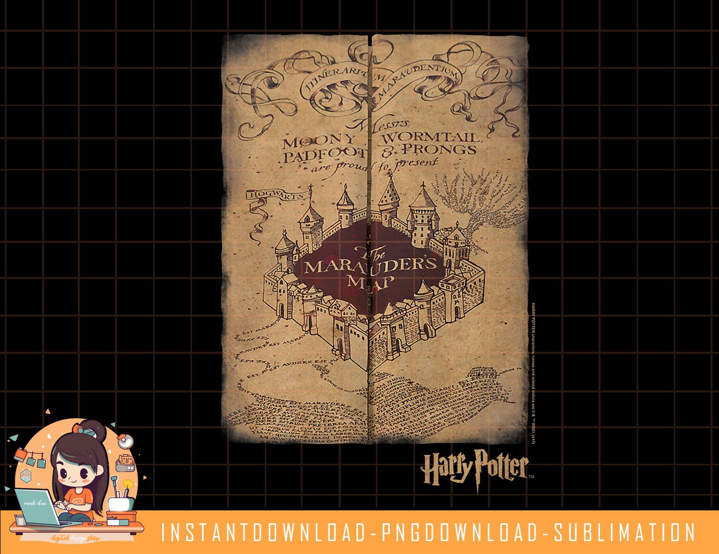 Harry Potter Marauder's Map T-Shirt - Oversize Sand Männer Shirt