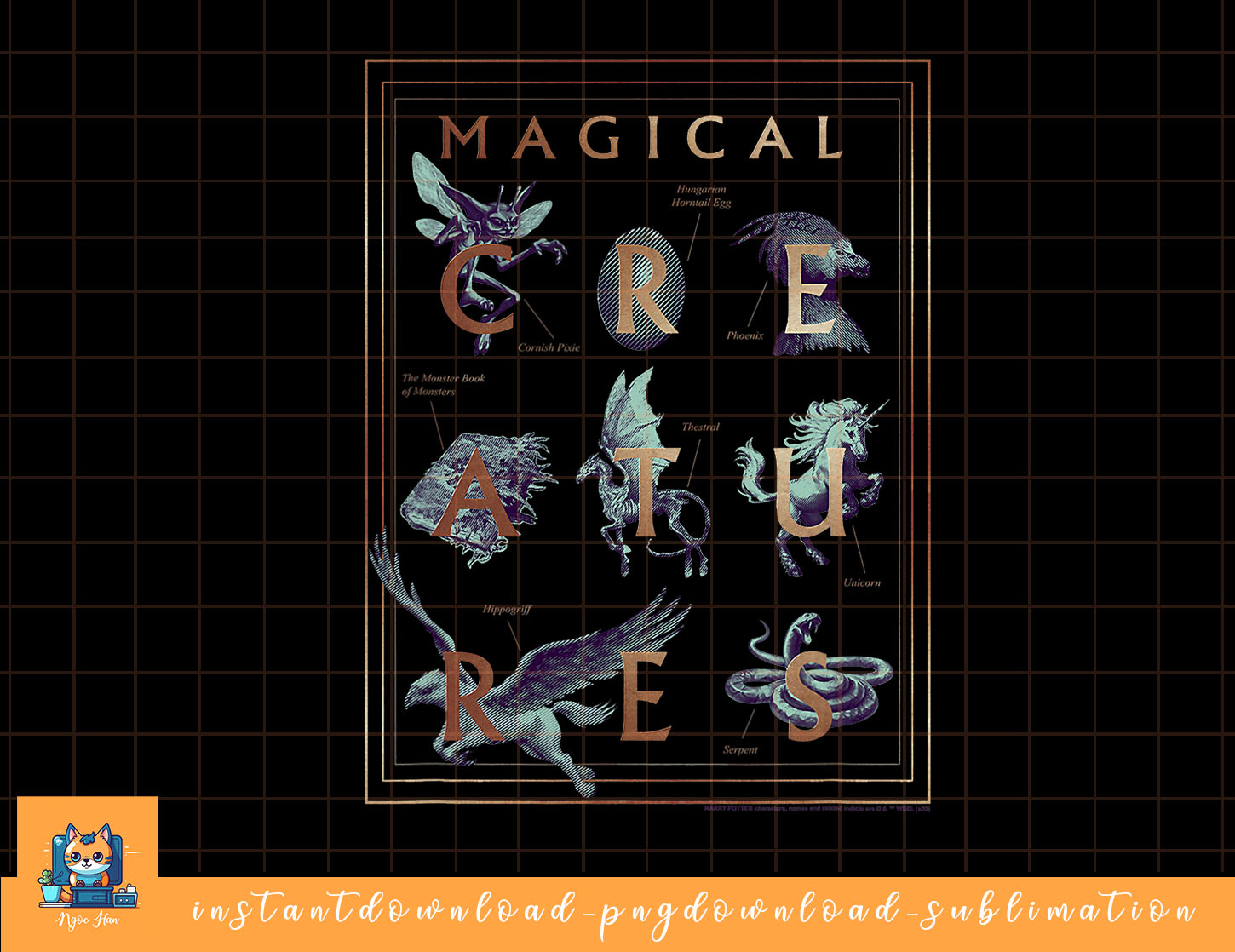 Harry Potter Magical Creatures Book Cover png, sublimate, di | Inspire ...