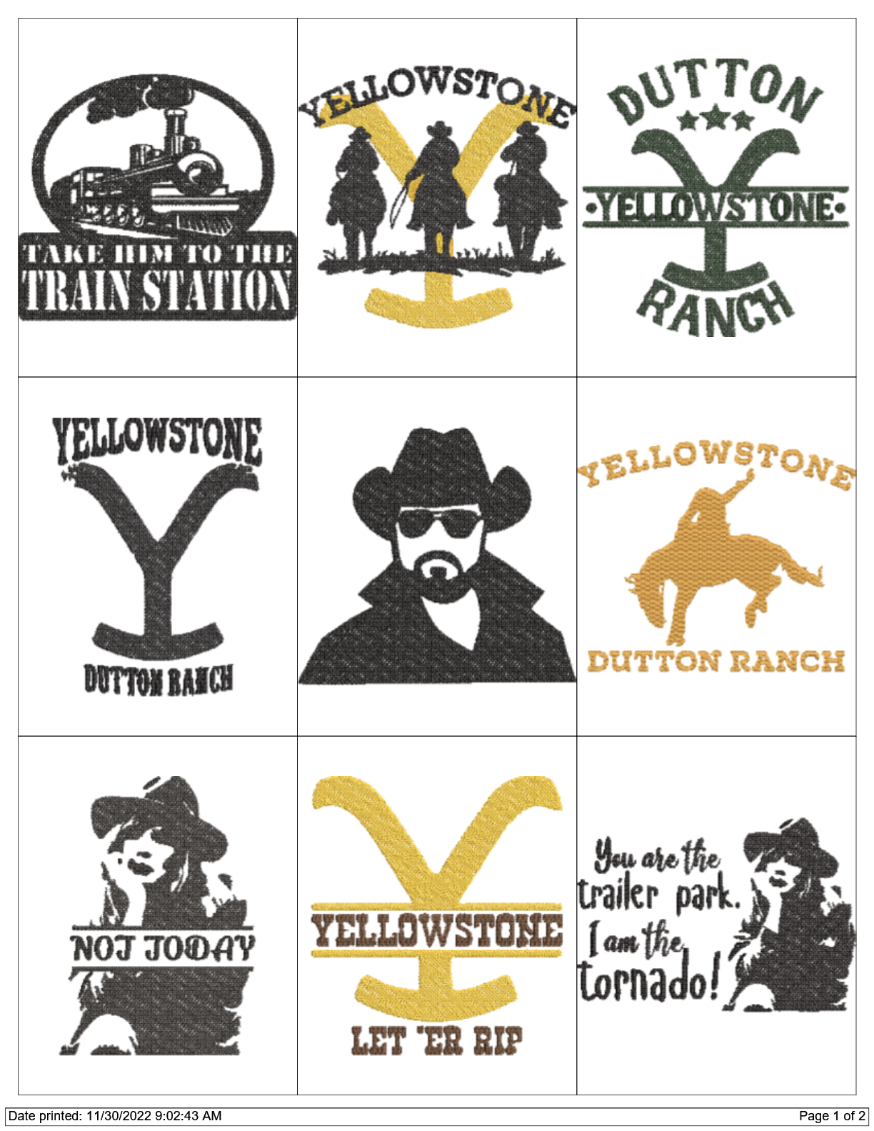 Collection YELLOWSTONE Embroidery Machine Designs PES JEF HU Inspire