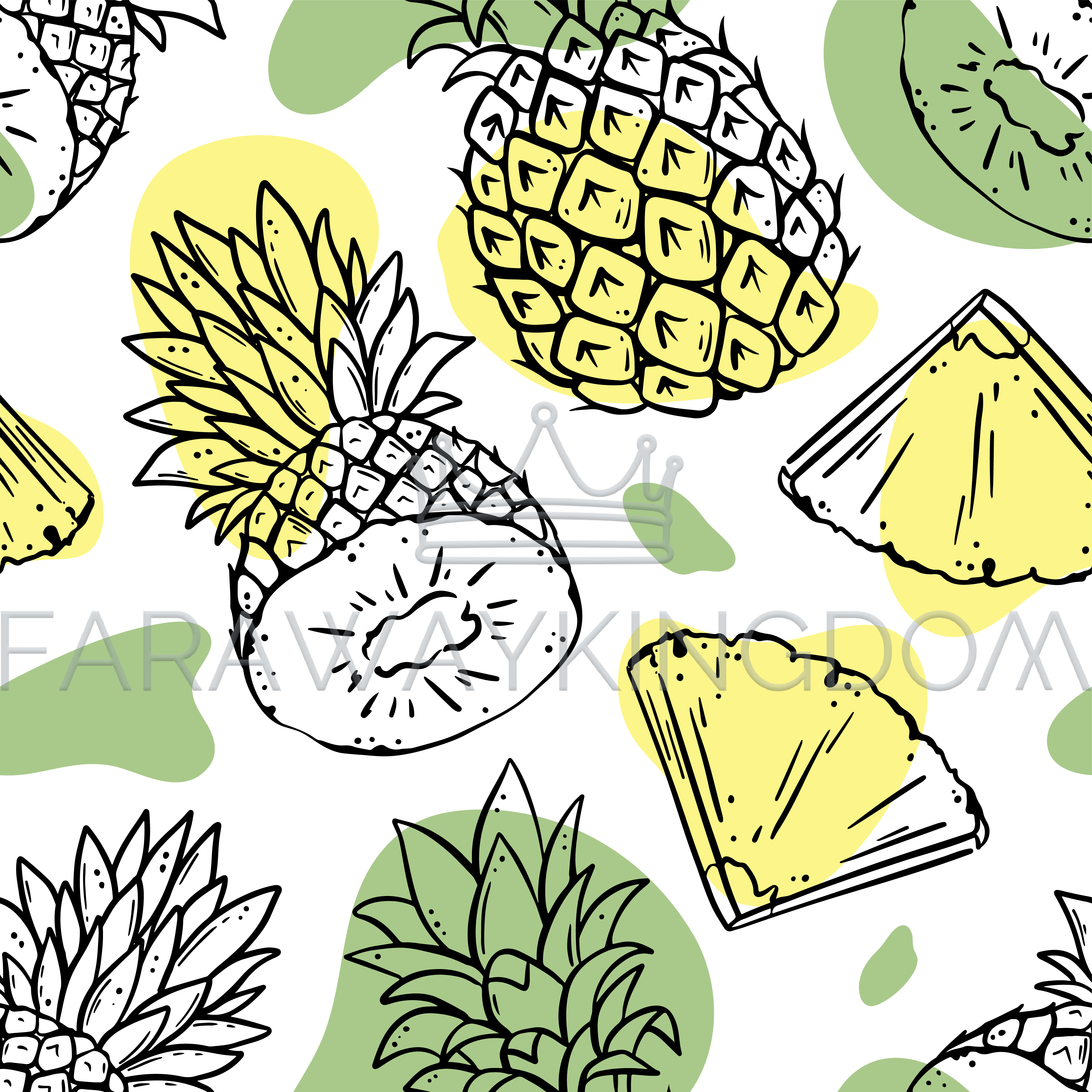 PINEAPPLE BACKDROP Delicious Fruit Sketch Seamless Pattern | Inspire Uplift