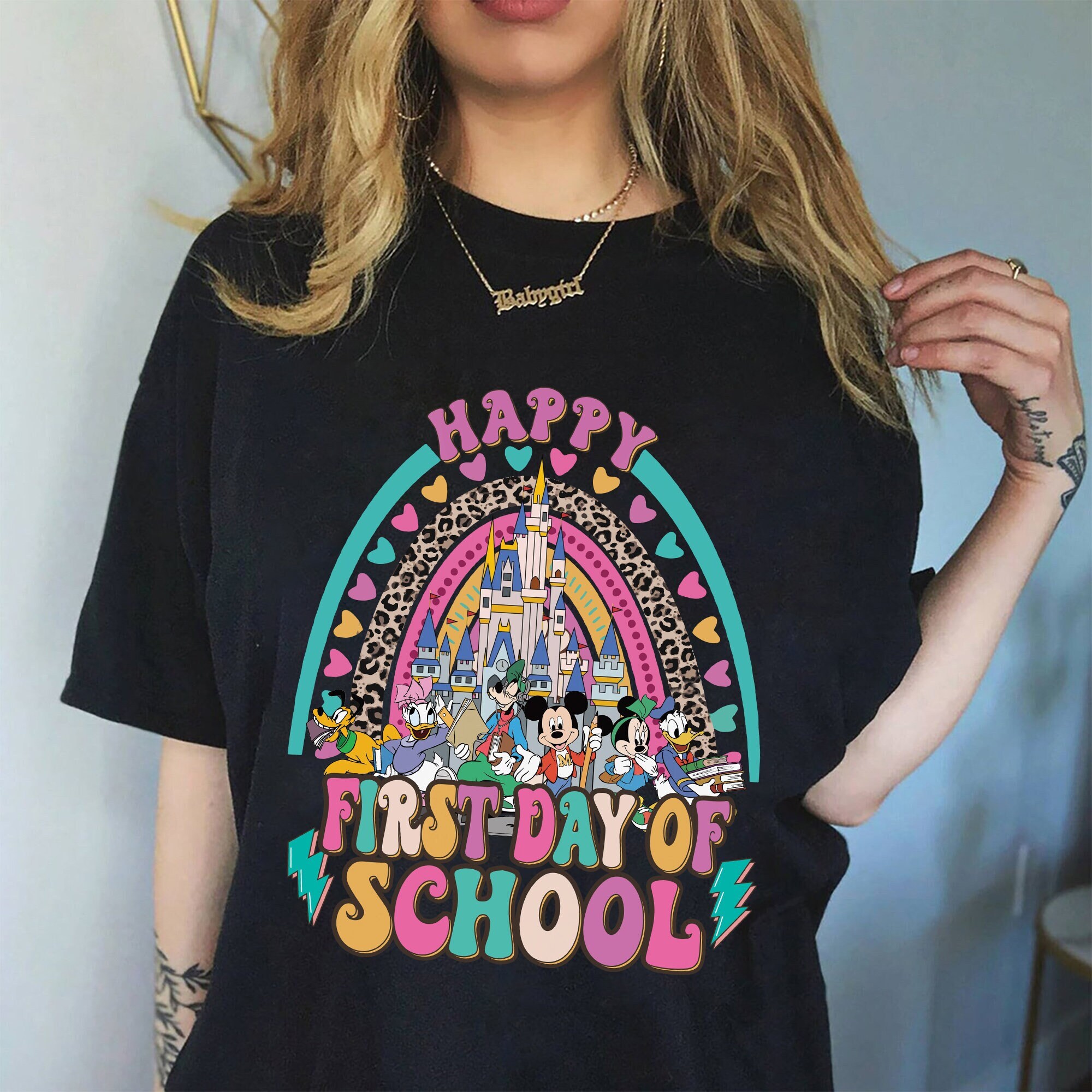 Disney Happy First Day Of School Shirt, Groovy Bac Inspire Uplift