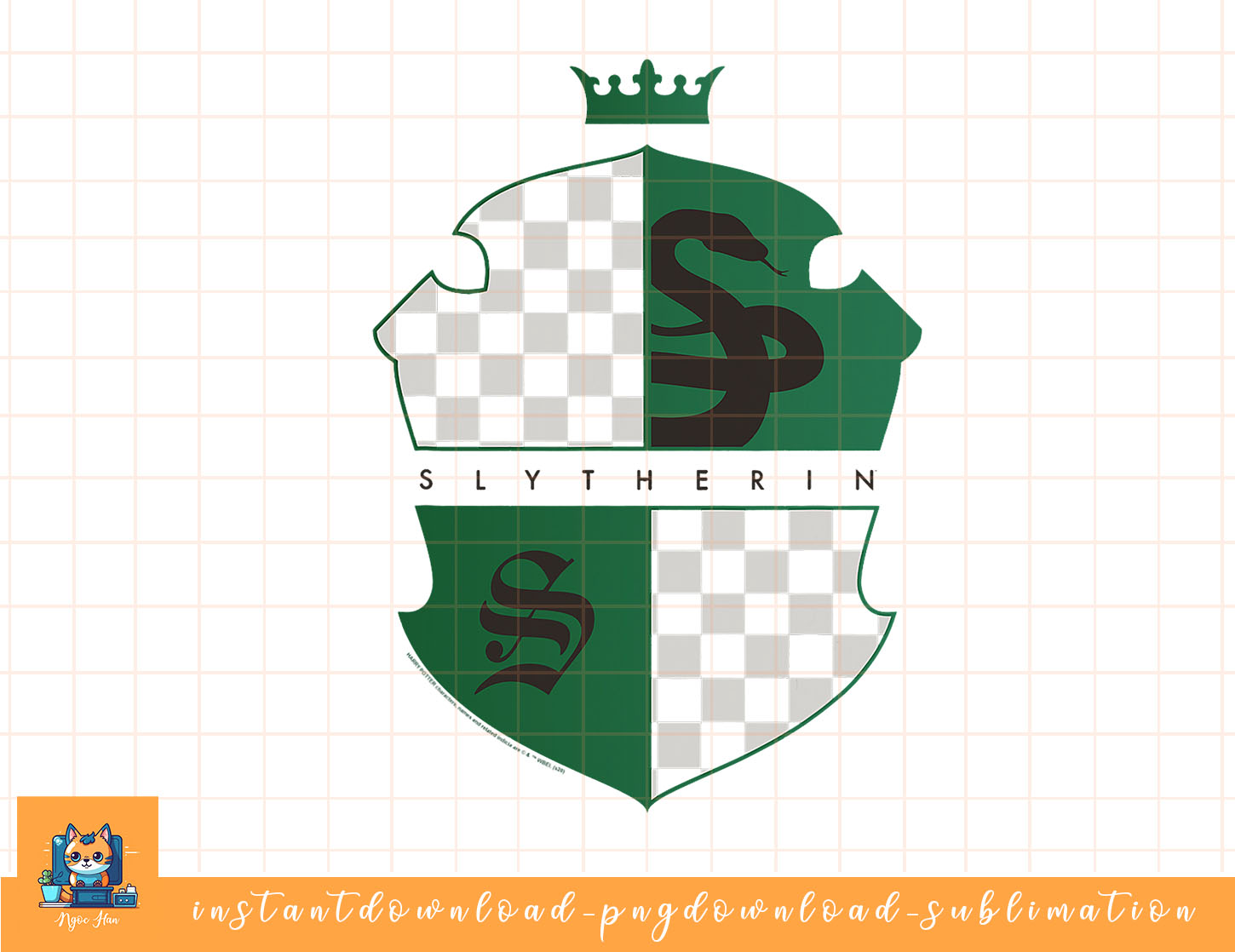 Harry Potter Slytherin Checkered Shield Crest png, sublimate | Inspire ...