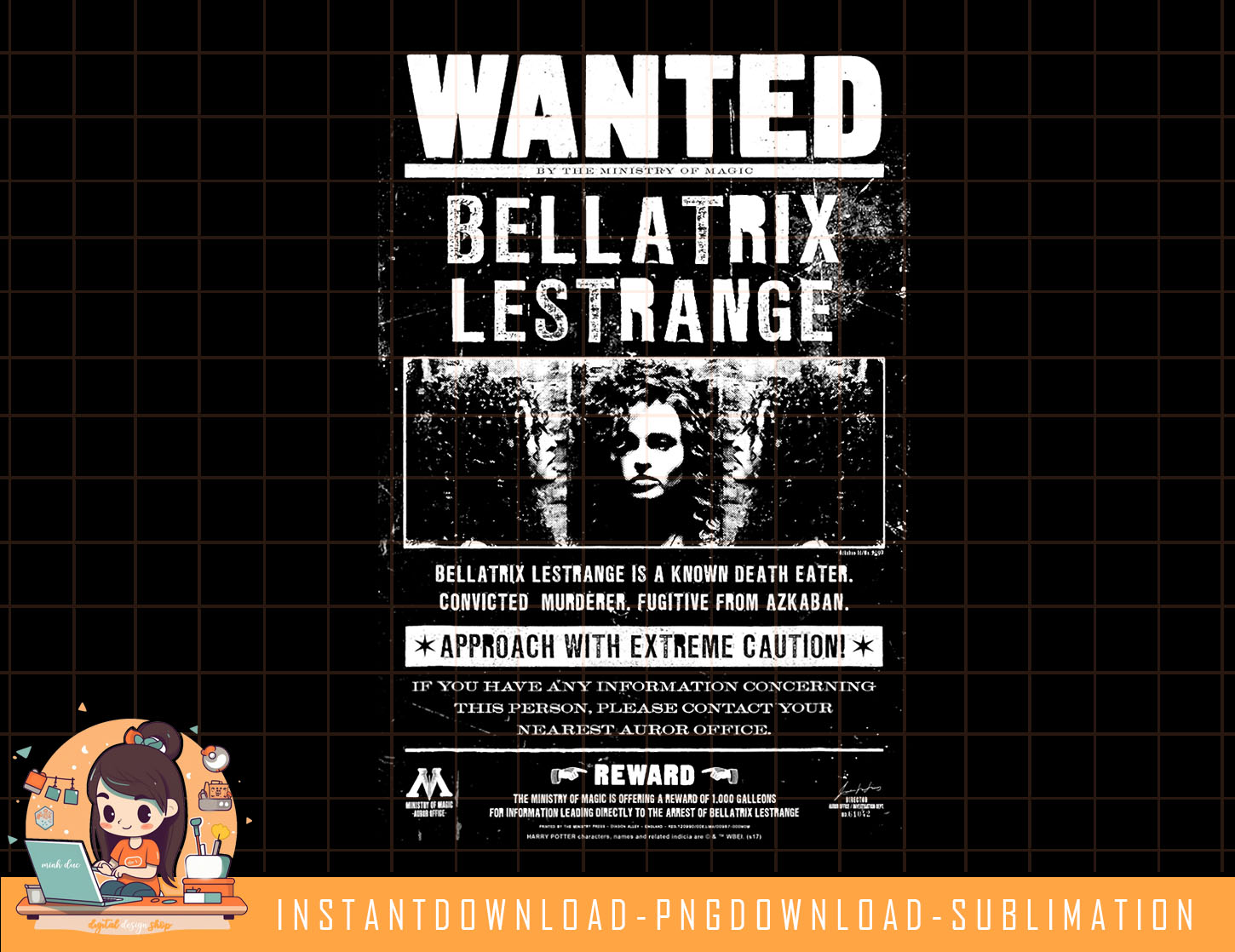 Harry Potter Wanted Bellatrix png, sublimate, digital downlo | Inspire Uplift for Free Printable Harry Potter Wanted Posters