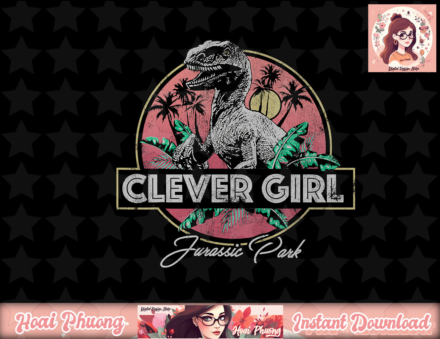 Jurassic Park Tropical Clever Girl Raptor png, instant downl | Inspire ...