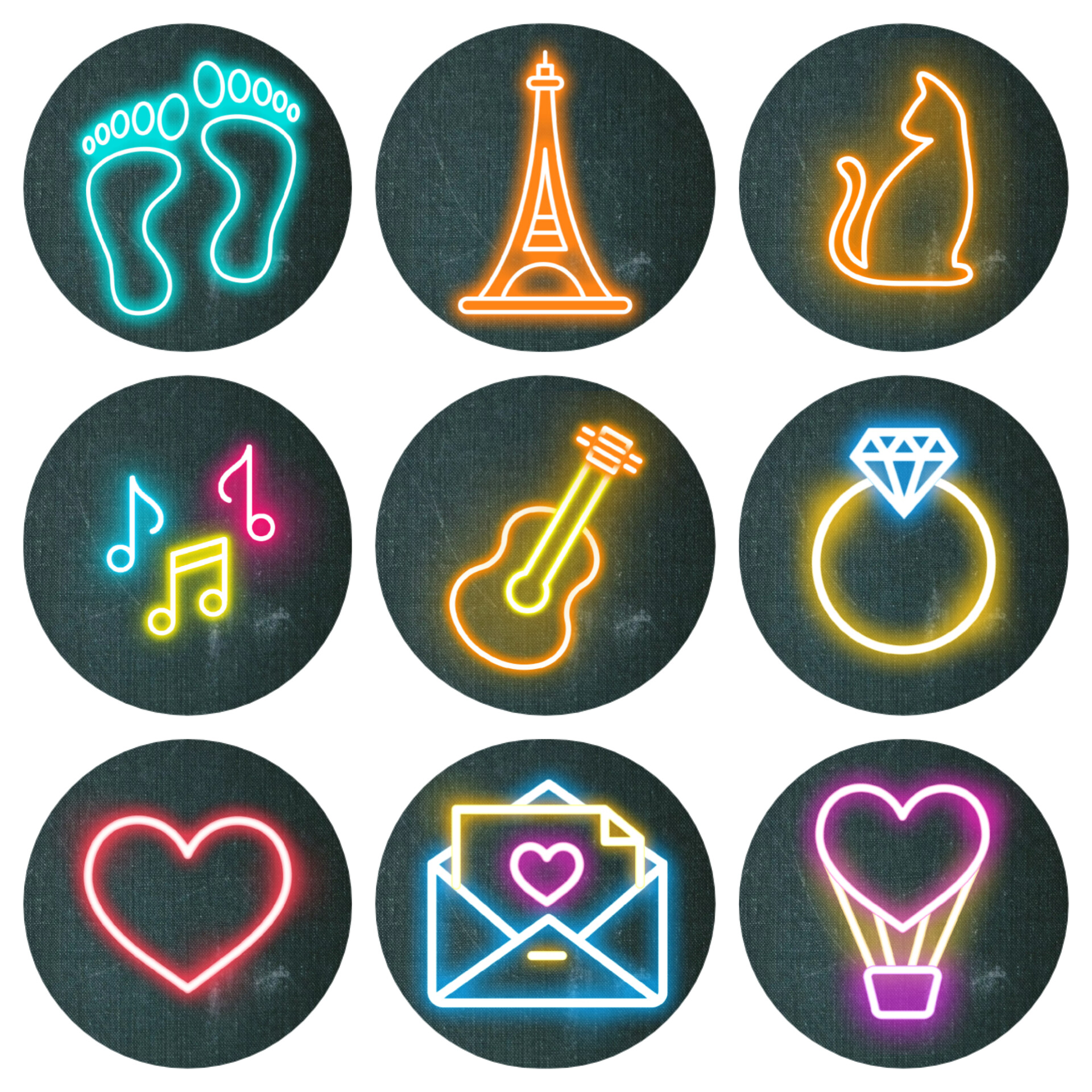 36 Lifestyle Instagram Highlight Icons. Black Neon Instagram Inspire
