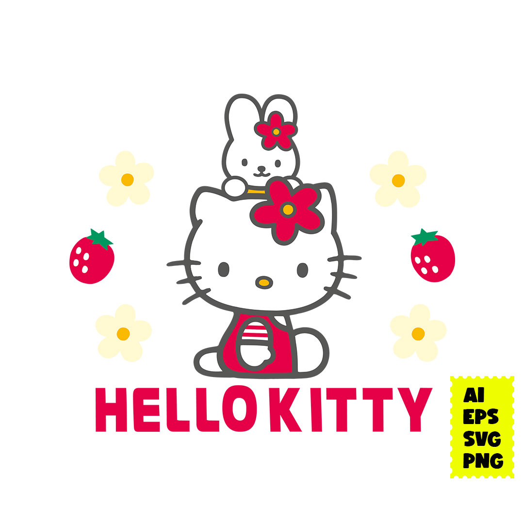 Hello Kitty Svg, Kawaii Kitty Svg, Flower Svg, Kitty Svg, Ka - Inspire