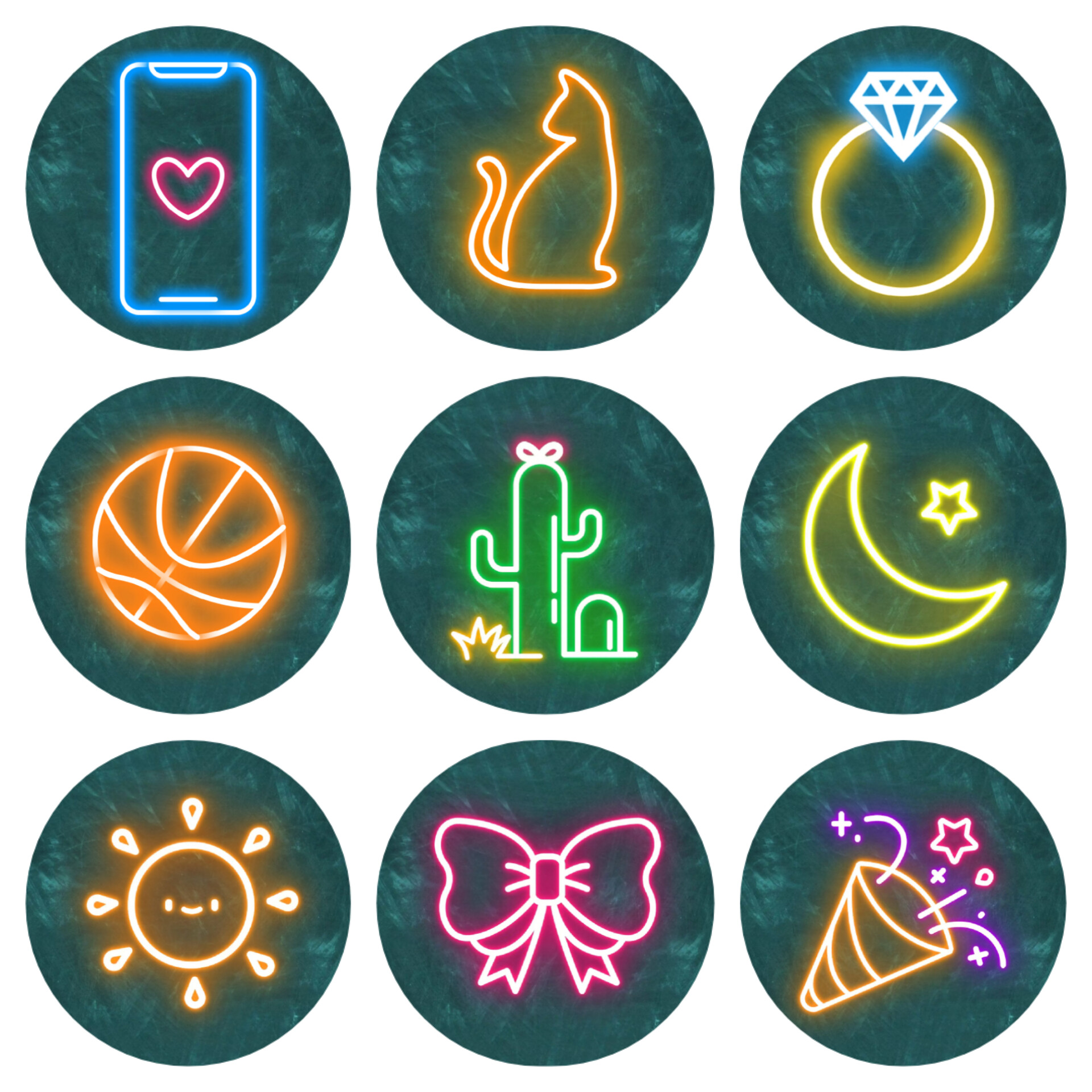 36 Lifestyle Instagram Highlight Icons. Black Neon Instagram Inspire