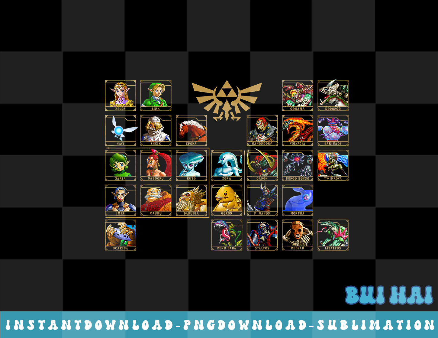 Legend Of Zelda Character Portrait Panel Grid png, sublimate Inspire