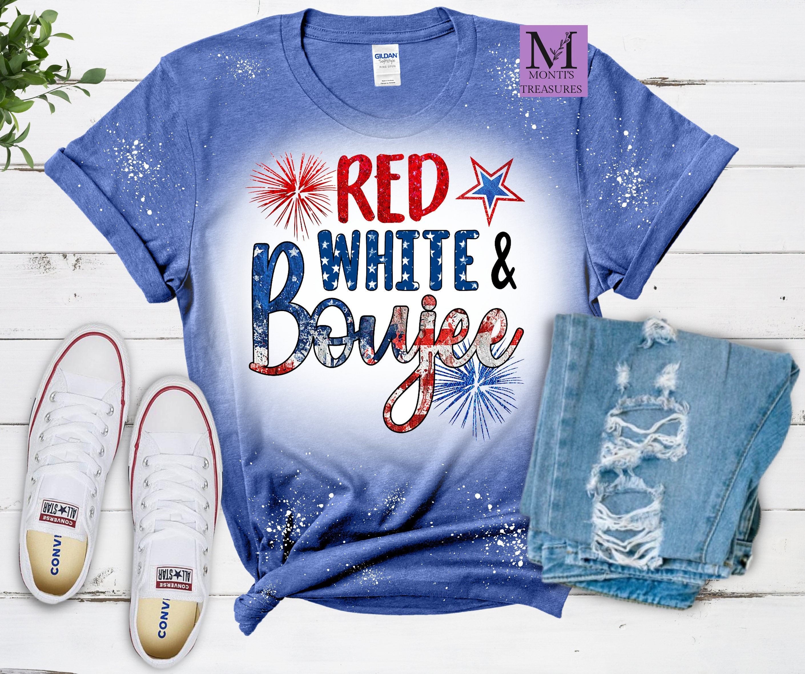 Red White and Boujee Shirts, Bleached Shirts, 4th of July Sh