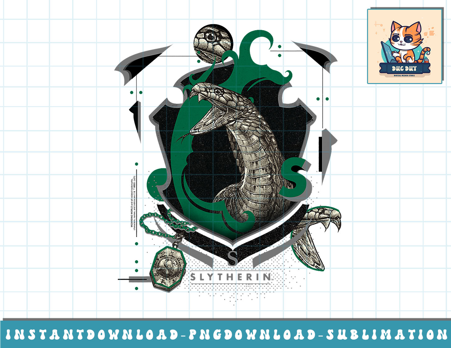 Harry Potter Slytherin Shield Realistic Serpent png, sublima - Inspire ...
