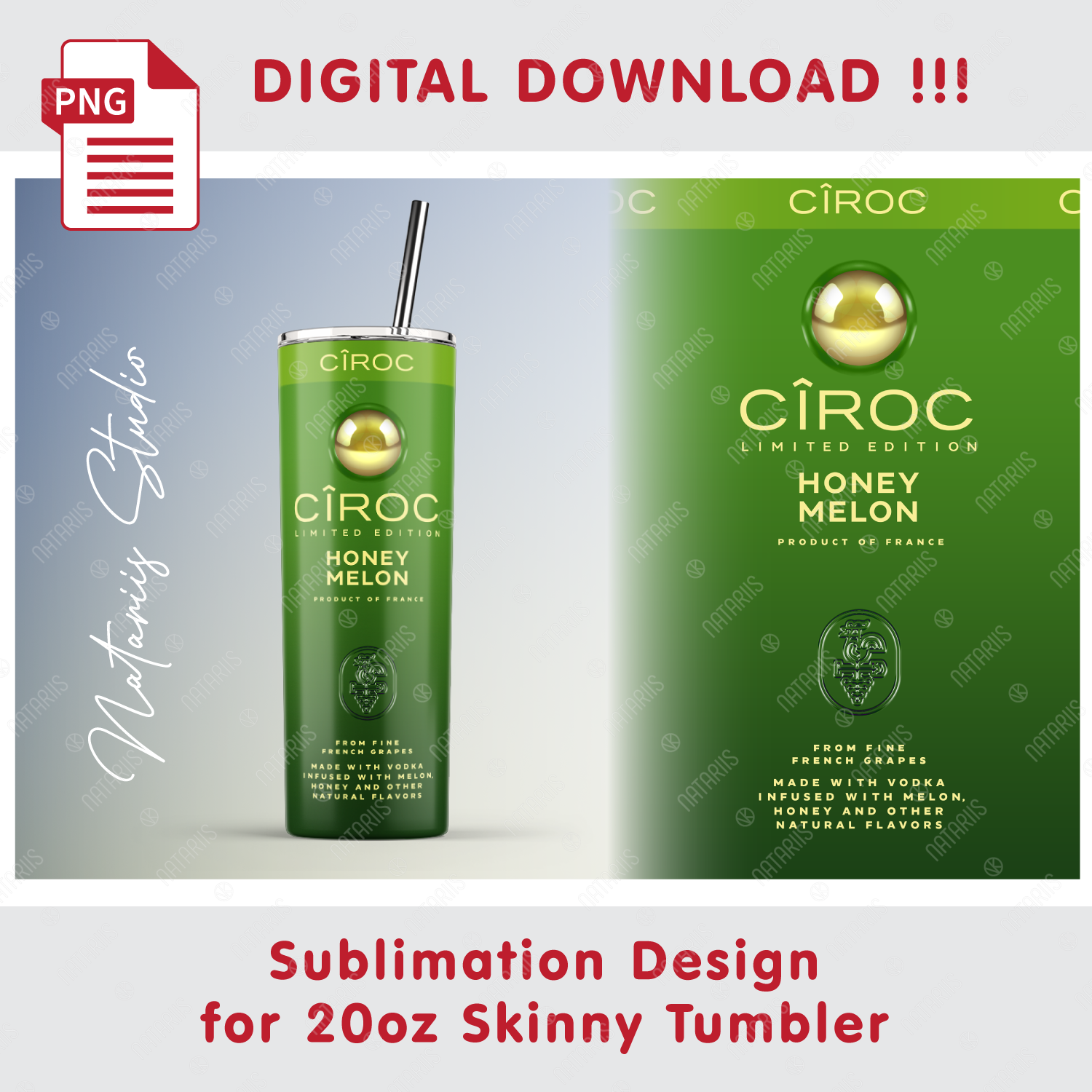 Ciroc Honey Melon Seamless sublimation 20oz Tumbler Inspire Uplift