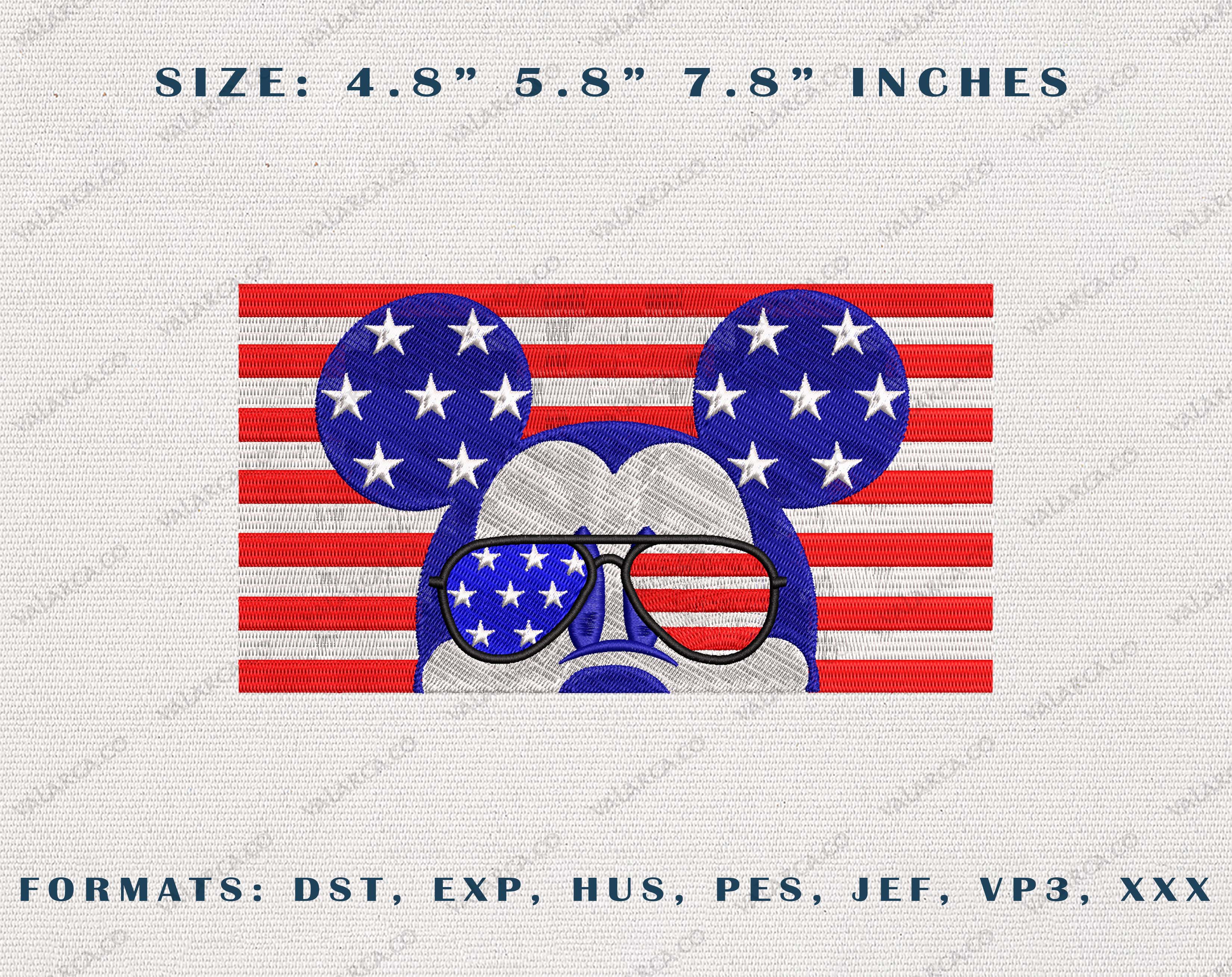 America Famous Mickey Mouse Flag Embroidery Design, Happy In - Inspire ...