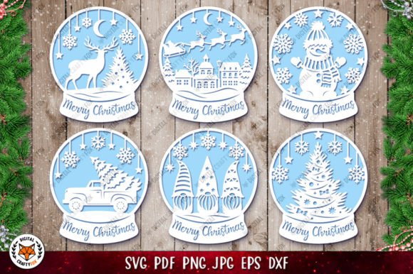 Snow Globe Bundle SVG,Christmas Papercut Snow Globe Bundle S | Inspire ...