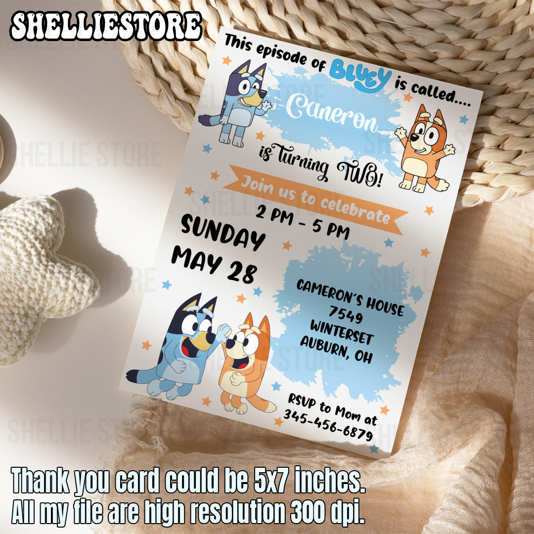 Bluey Birthday invitation, Bluey invitation, digital birthda | Inspire ...
